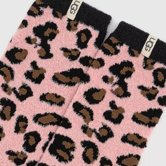 Ugg Leslie Graphic Crew Sock- Soft Kiss Leopord - Picture 2 of 6
